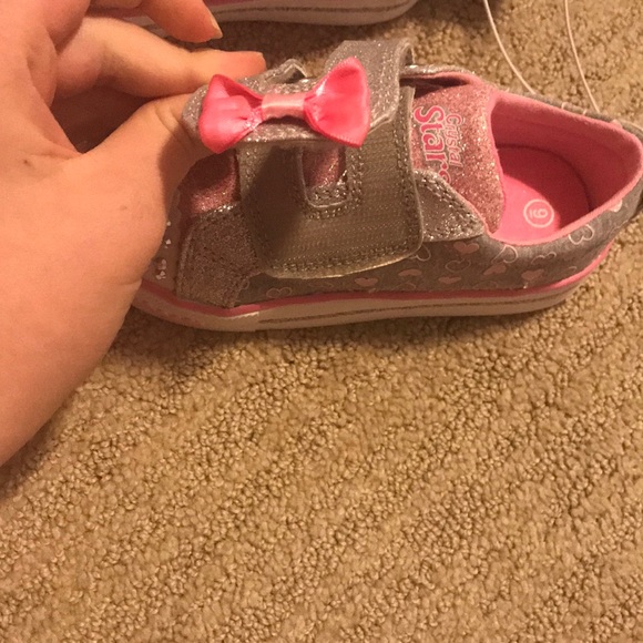 SKETCHERS TWINKLE TOES(CRYSTAL STARS) PINK/GREY - Picture 4 of 9